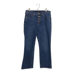 J. Crew Factory Jeans Womens 26 Blue Flare Crop Mid-Rise Button Fly Stretch